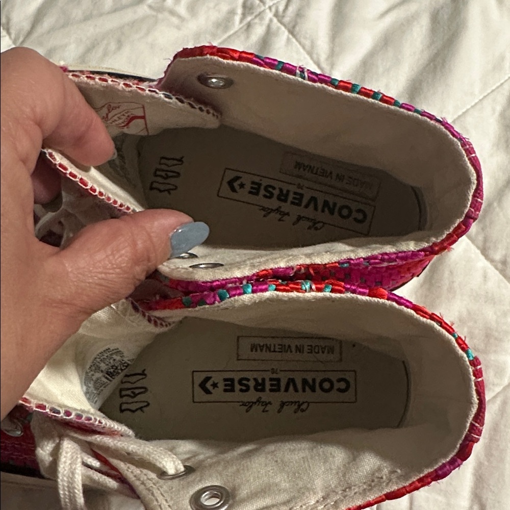 Converse Woven Pink and Red High-Tops - Picture 6 of 8